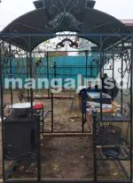 Беседка с мангалом Петунья BBQ — общий вид кованого комплекса на участке