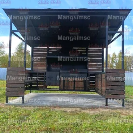 Премиальная беседка с мангалом Комфорт с прямой крышей